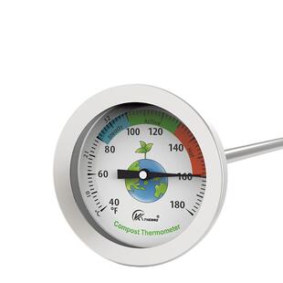 开泰新品堆肥土壤温度计不锈钢材质双刻度机械表无需电池50cm探针