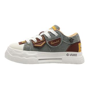 奇安达女鞋2026新款厚底帆布鞋男女情侣休闲增高百搭板鞋轻便软底