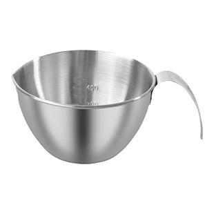 304不锈钢带柄刻度精准量杯V形导流防烫防溅烘焙专用料理盆打蛋盆