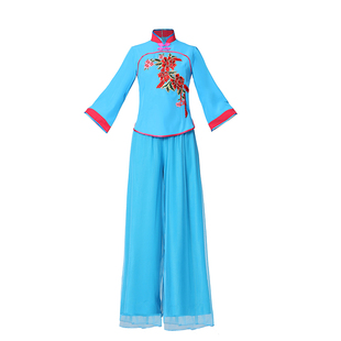 秧歌服女新款套装中老年扇子舞蹈演出服腰鼓队广场舞服装跳舞衣服