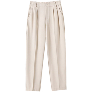 白色西装裤女夏季薄款2025新款小个子八分萝卜冰丝直筒哈伦烟管裤