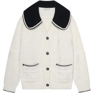 REVAN芮范设计师款复古可卸领子毛衫外套RN70107245