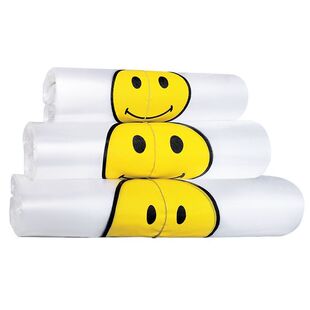 笑脸透明塑料袋加厚食品级手提超市购物外卖打包袋方便袋批发商用