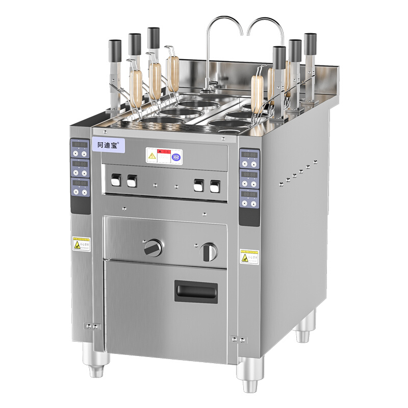 全自动升降电热煮面炉商用六头煮面机煤气天燃气多功能三头煮粉灶