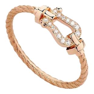 F.D马蹄扣戒指 女纯银玫瑰金带钻U型细版迷你对戒食戒简约ins风潮