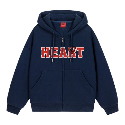 查尔斯桃心无性别开衫连帽卫衣