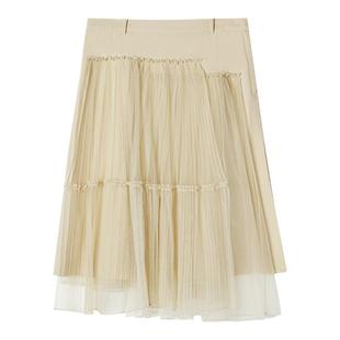 JNBY/江南布衣折扣秋冬半身裙蕾丝拼接设计感不规则休闲中长款女