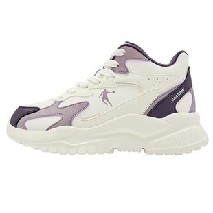 乔丹小千禧高帮加绒保暖棉鞋女休闲鞋2025冬季新款皮面防水运动鞋