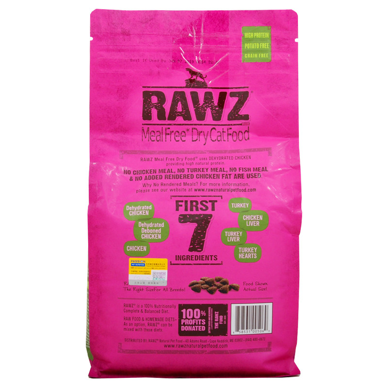 现货RAWZ糯滋无谷脱水鲜肉全猫粮