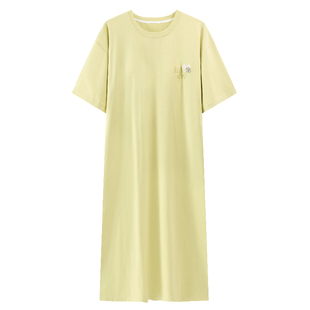 俞兆林睡裙女夏季纯棉2025新款短袖中长款连衣裙宽松简约风家居服