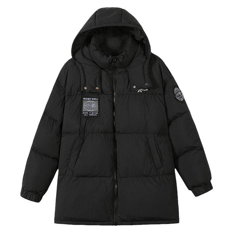 连帽90白鸭绒中学生加厚羽绒服