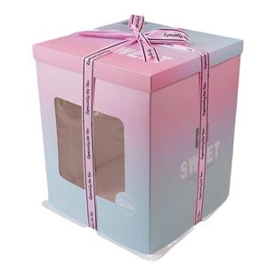 加高生日蛋糕盒子三层芭比6六8八10十12寸烘焙手提纸质方形包装盒