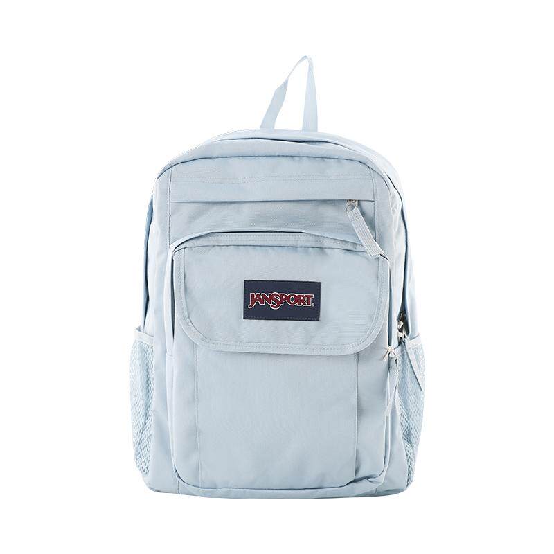 JanSport户外学生大容量25年新款雾霾蓝简约双肩包双侧带多隔层包