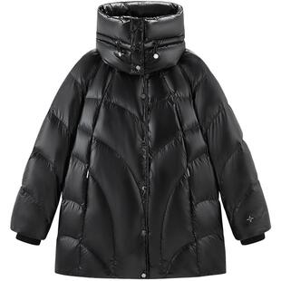 太平鸟冬季中长款可拆领宽松休闲鹅绒服A1ACE4404