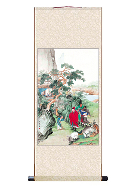 三顾茅庐国画画芯复古画卷轴挂画