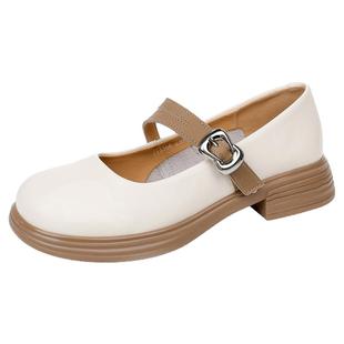 真皮软羊皮玛丽珍单鞋女夏2026新款鞋子配裙子软底百搭浅口小皮鞋