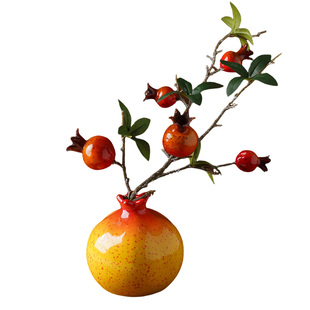 景德镇陶瓷一对花瓶摆件高级感客厅大气轻奢新中式石榴装饰品插花