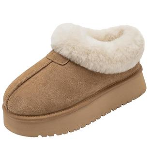 达芙妮厚底雪地靴女款冬季加绒低帮2025新款靴子女鞋鞋子毛毛棉鞋