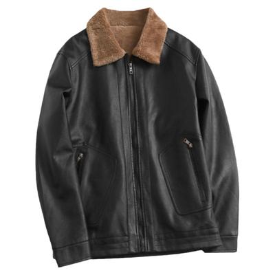 男士皮毛一体皮衣加厚保暖皮夹克