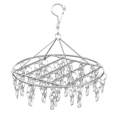 不锈钢衣架多夹子圆盘袜子架