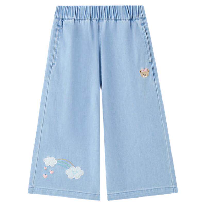 PawinPaw小熊童装女宝宝牛仔阔腿裤春夏新款