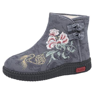 冬季女棉靴加绒加厚防滑妈妈棉鞋