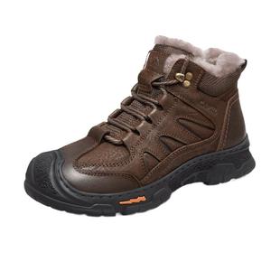 骆驼登山鞋2025冬季新款棉鞋加绒加厚男款保暖羊毛雪地靴徒步男鞋