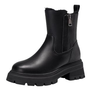 KISSCAT接吻猫秋冬季新款加绒加厚真皮短靴增高冬靴时尚雪地靴女