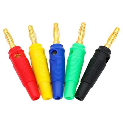 4mm香蕉插头免焊接镀金灯笼型免焊接软橡胶测试仪器插座公头