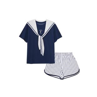 ubras睡衣女生迪士尼联名唐老鸭海军风短袖短裤情侣套装男新款