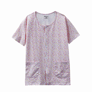 中老年纯棉短袖女夏季开衫妈妈背心宽松老年人加肥加大全棉汗衫