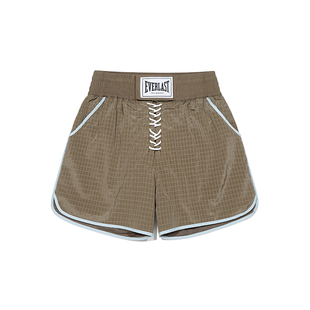 美国EVERLAST拳击训练三分裤男女格纹内网复古散打运动健身短裤春