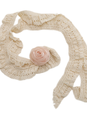 粉色蕾丝玫瑰花项链甜美高级感