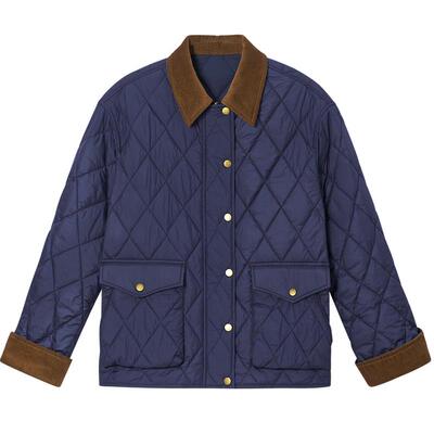 ToyzY 灯芯绒翻领巴恩风棉服外套女直筒宽松2025冬新款ZC35508030