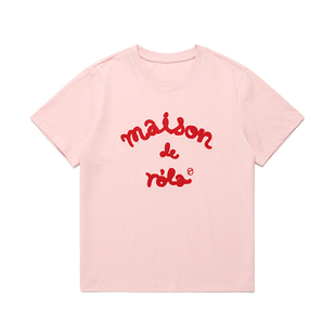 [张元英同款]ROLAROLA新款经典字母刺绣短袖圆领t恤