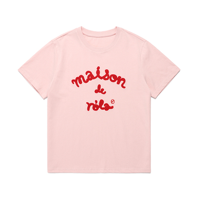 [张元英同款]ROLAROLA新款经典字母刺绣短袖圆领t恤