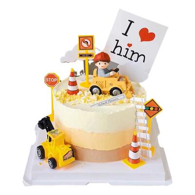 工程车摆件挖掘机推土机吊车生日