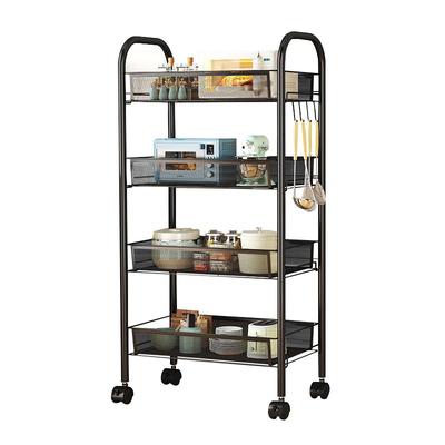 书本收纳架书柜推车置物架书桌旁小书架子可移动带轮零食架餐边柜