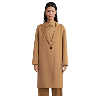 歌莉娅大衣女冬季新款高级感全羊绒气质通勤中长款外套11CL6N630