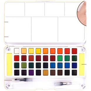扇形固体水彩颜料盒装便携42色工具套装画画初学者美术专业36色水粉儿童绘画工具写生手绘学生专用