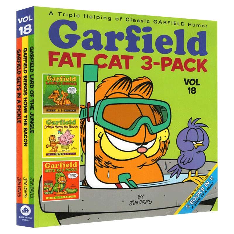 华研原版 加菲猫漫画三合一 合订本18 英文原版 Garfield Fat Cat 3 Pack 18 英文版 经典趣味幽默漫画 进口英语书籍