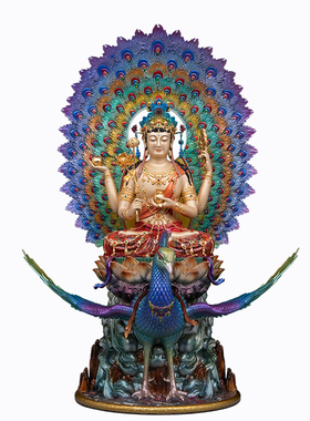 全铜孔雀明王东密佛母供奉摆件
