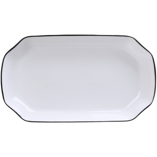 北欧风黑线鱼盘陶瓷家用大鱼盘子创意个性长方形鱼盘蒸鱼盘烤鱼盘