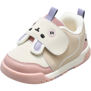 牧童童鞋女宝宝学步鞋2025冬季新款小兔子软底棉鞋加绒保暖面包鞋