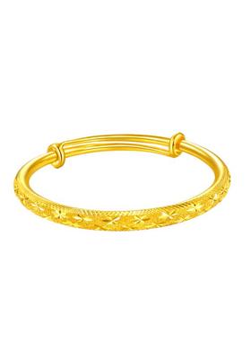 金包银黄金手镯满天星足金手镯实心金镯子可调节