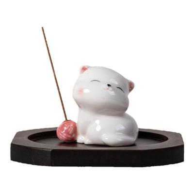 至檀小猫回眸陶瓷线香插