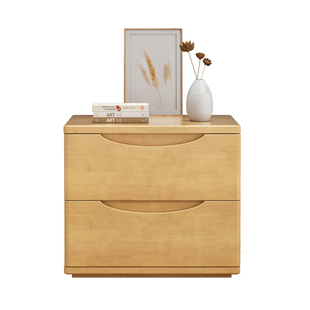 全实木床头柜落地家用卧室北欧简约现代胡桃木色小户型收纳床边柜