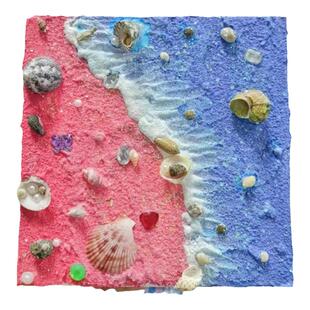 节日海洋沙滩贝壳肌理画DIY石英砂丙烯创意儿童手工大海装饰画