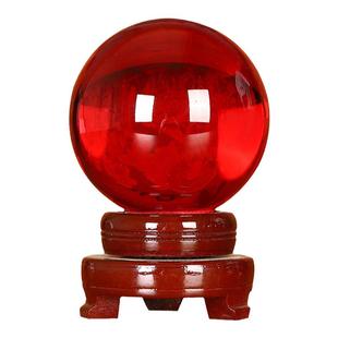 红粉水晶球客厅摆件黄水晶紫水晶白水晶蓝绿玻璃球大号家居装饰品