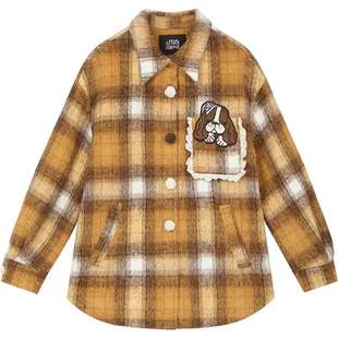 妖精的口袋复古格子仿毛呢外套女2025年冬季新款学院风呢子大衣